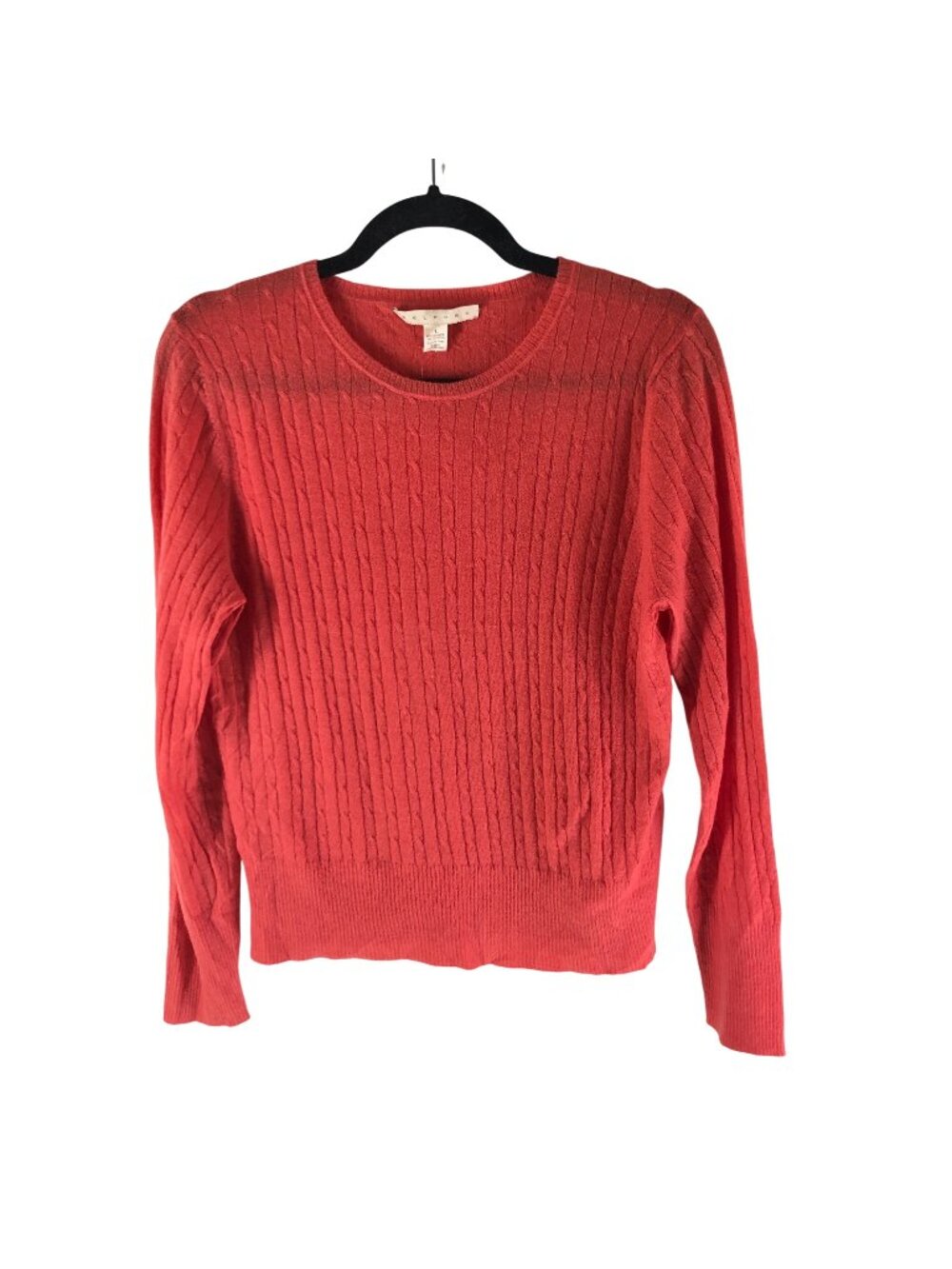 Belford Womens Orange Cable Knit Cashmere Blend Sweater Size L